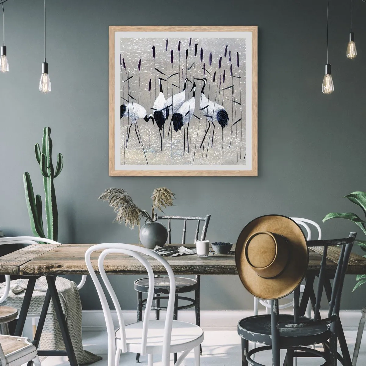 Affiche dans un chêne clair - Poster - Parmi les siens - 50x50 cm