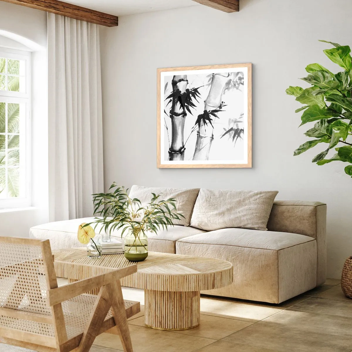 Affiche dans un chêne clair - Poster - Gros plan sur l'orient - 60x60 cm