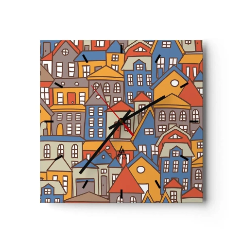 Horloge murale - Pendule murale - Derrière la maison, une maison - 40x40 cm
