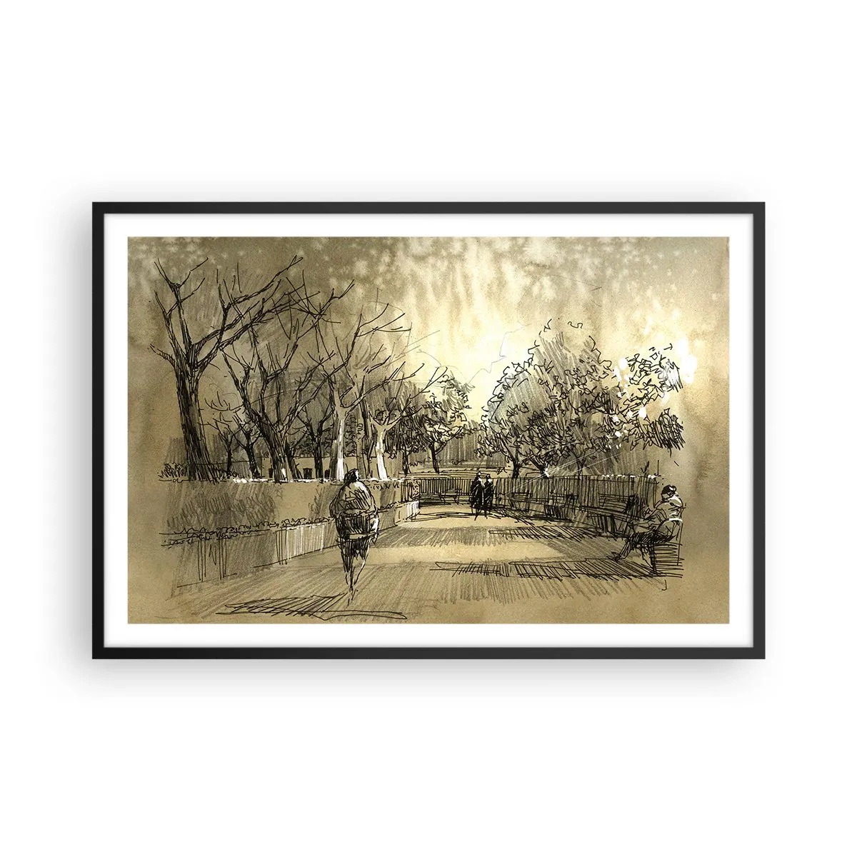 Affiche dans un cadre noir - Poster - Un moment arrêté avec une plume - 91x61 cm