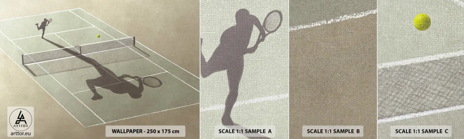 Échantillon de Papier Peint Premium Canvas - Dépassement de soi - Tennis, Tribunaux, sport - 100x30 cm