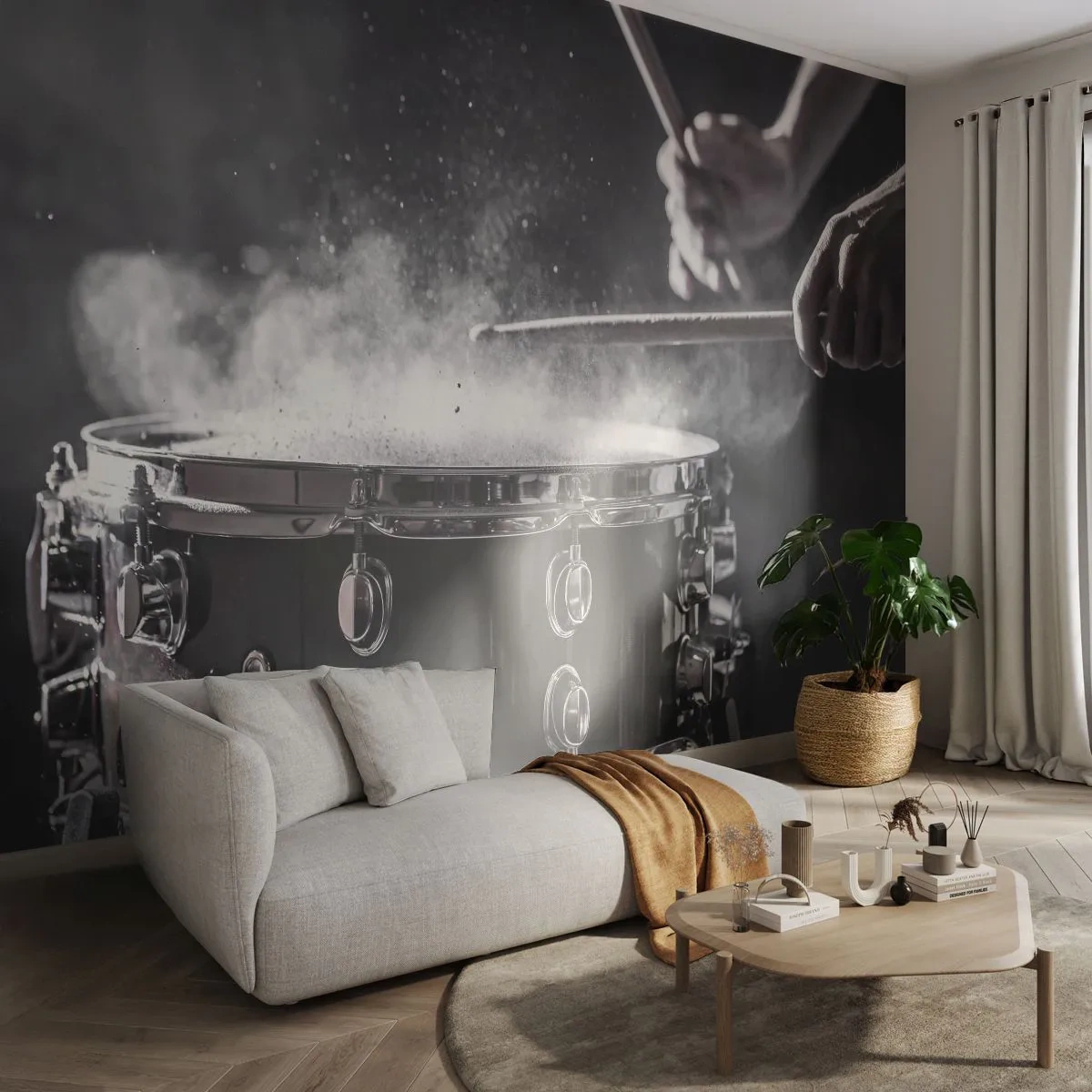 Papier Peint Photo Standard Eco - Tempo de la musique - Musique, Un instrument de musique, Tambour - 200x140 cm