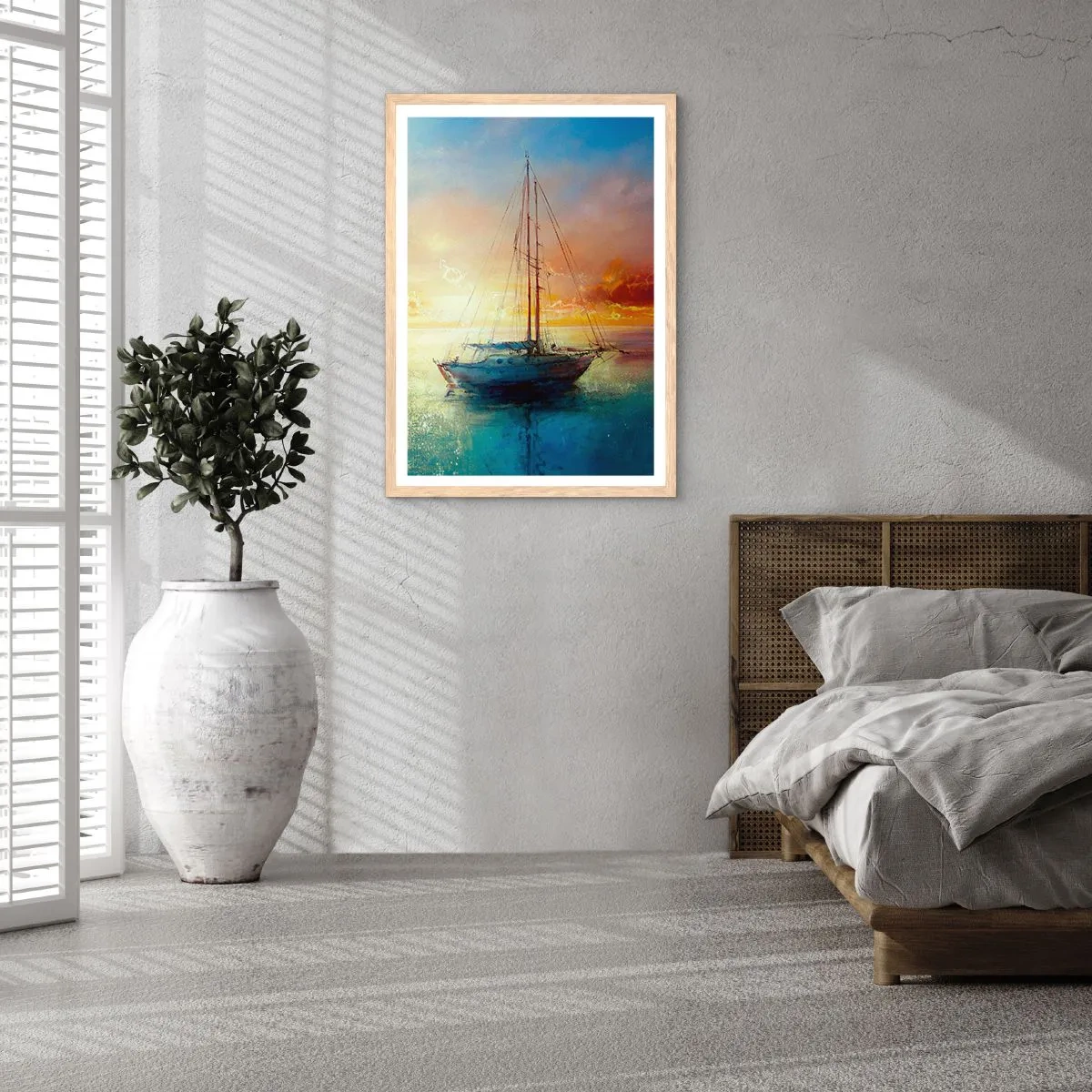 Affiche dans un chêne clair - Poster - Dans une baie dorée - 30x40 cm