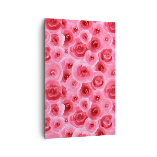 Impression sur toile - Image sur toile - Roses délicates dans des tons pastel de rose - 80x120cm - Roses en-haut et en-bas - Décoration murale moderne pour le salon et la chambre ARTTOR