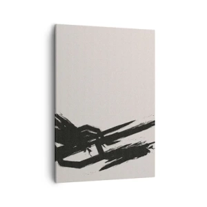 Impression sur toile - Image sur toile - Coups de pinceau dynamiques en noir sur fond clair - 50x70cm - Ruée imparable - Décoration murale moderne pour le salon et la chambre ARTTOR
