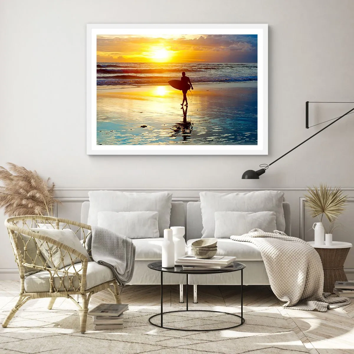 Affiche dans un cadre blanc - Poster - Le retour du guerrier - 100x70 cm