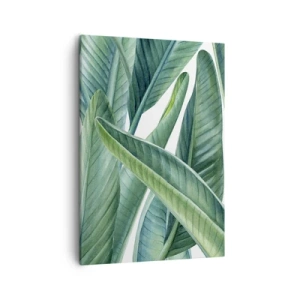 Impression sur toile - Image sur toile - Feuilles vertes dans un style botanique minimaliste - 50x70cm - La nature face à elle-même - Décoration murale moderne pour le salon et la chambre ARTTOR