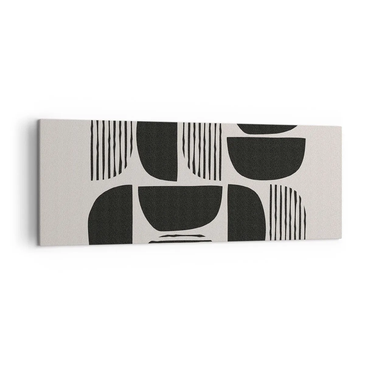 Impression sur toile - Image sur toile - Géométrie avec demi-cercles et lignes en noir sur fond clair - 140x50cm - Offres sans enthousiasme - Décoration murale moderne pour le salon et la chambre ARTTOR