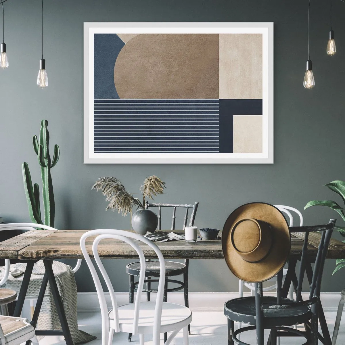 Affiche dans un cadre blanc - Poster - Composition simple et en rondeur - 91x61 cm