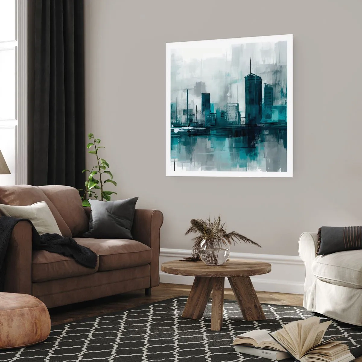 Affiche - Poster - Une ville couleur de pluie - 40x40 cm