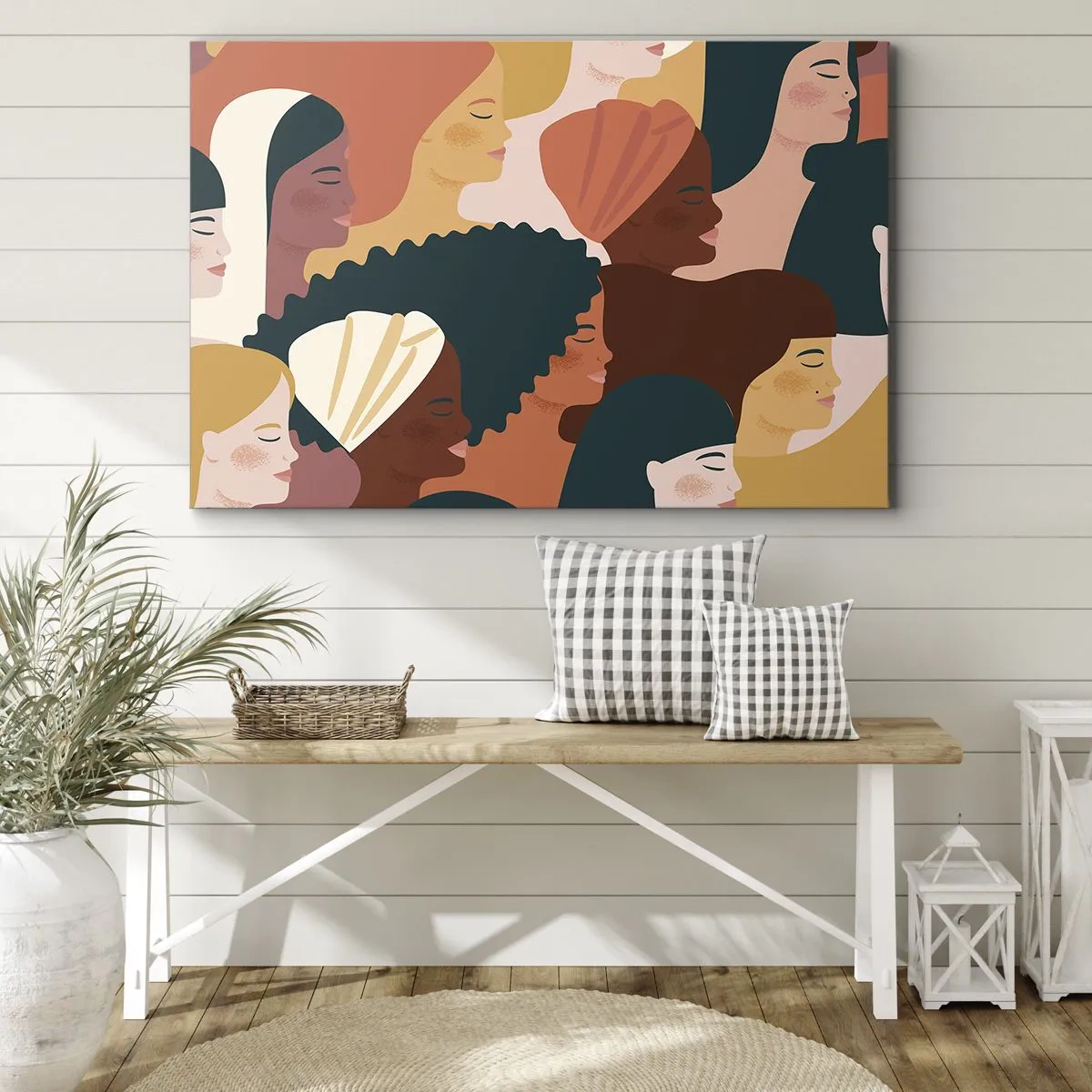 Impression sur toile - Image sur toile - Profils colorés de femmes aux styles variés - 120x80cm - Uniquement la féminité - Décoration murale moderne pour le salon et la chambre ARTTOR