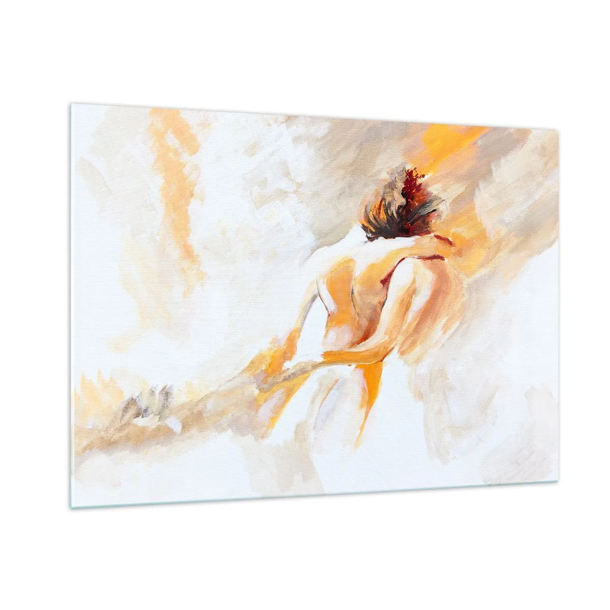 Impression sur verre - Image sur verre - Un nude délicat aux couleurs pastel chaudes - 100x70cm - Proximité dans le ciel - Décoration murale moderne pour le salon et la chambre ARTTOR
