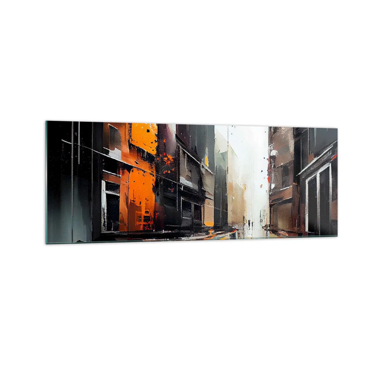 Impression sur verre - Image sur verre - Vue abstraite d'une rue de la ville sous la pluie - 140x50cm - Jour de pluie - Décoration murale moderne pour le salon et la chambre ARTTOR