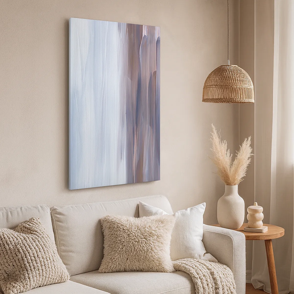 Impression sur toile - Image sur toile - Une abstraction subtile aux traits délicats dans des tons pastel. - 50x70cm - Éléments : eau - Décoration murale moderne pour le salon et la chambre ARTTOR