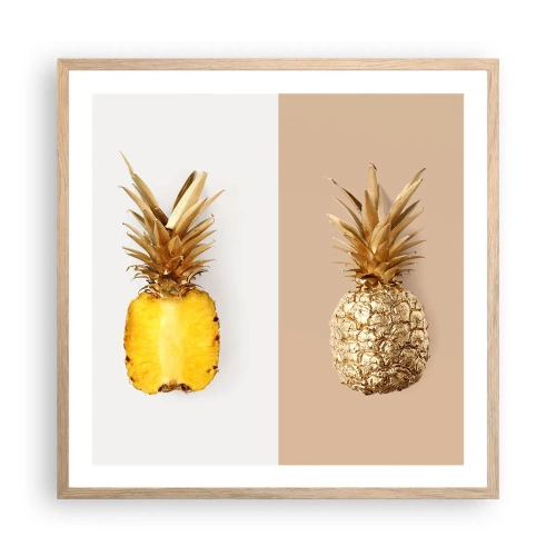 Affiche dans un chêne clair - Poster - Ananas pour nous - 60x60 cm