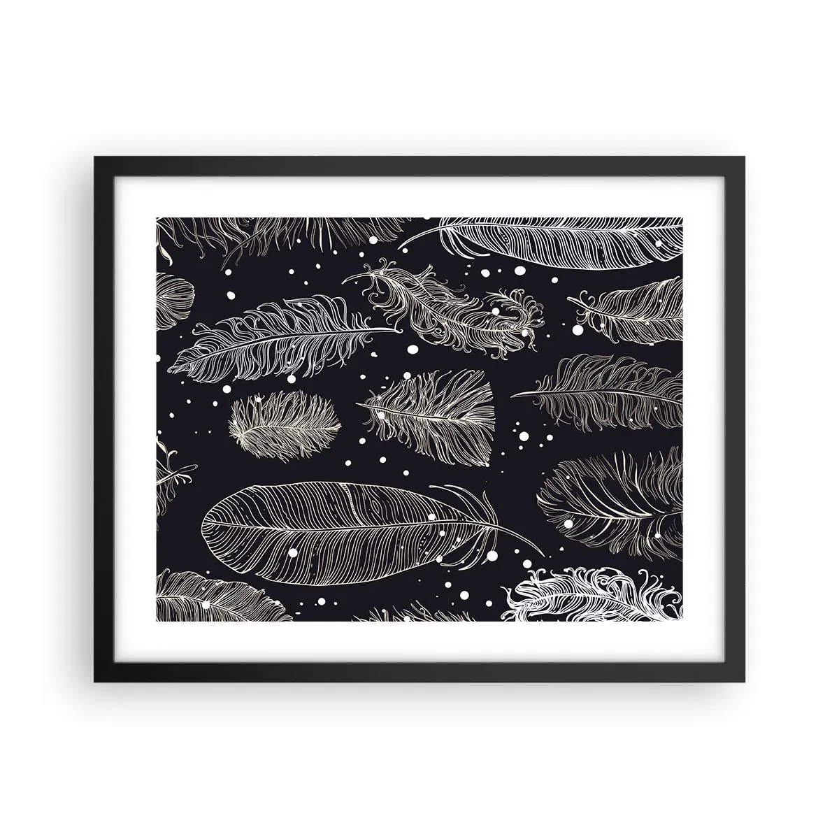 Affiche dans un cadre noir - Poster - Toile de plumes - 50x40 cm