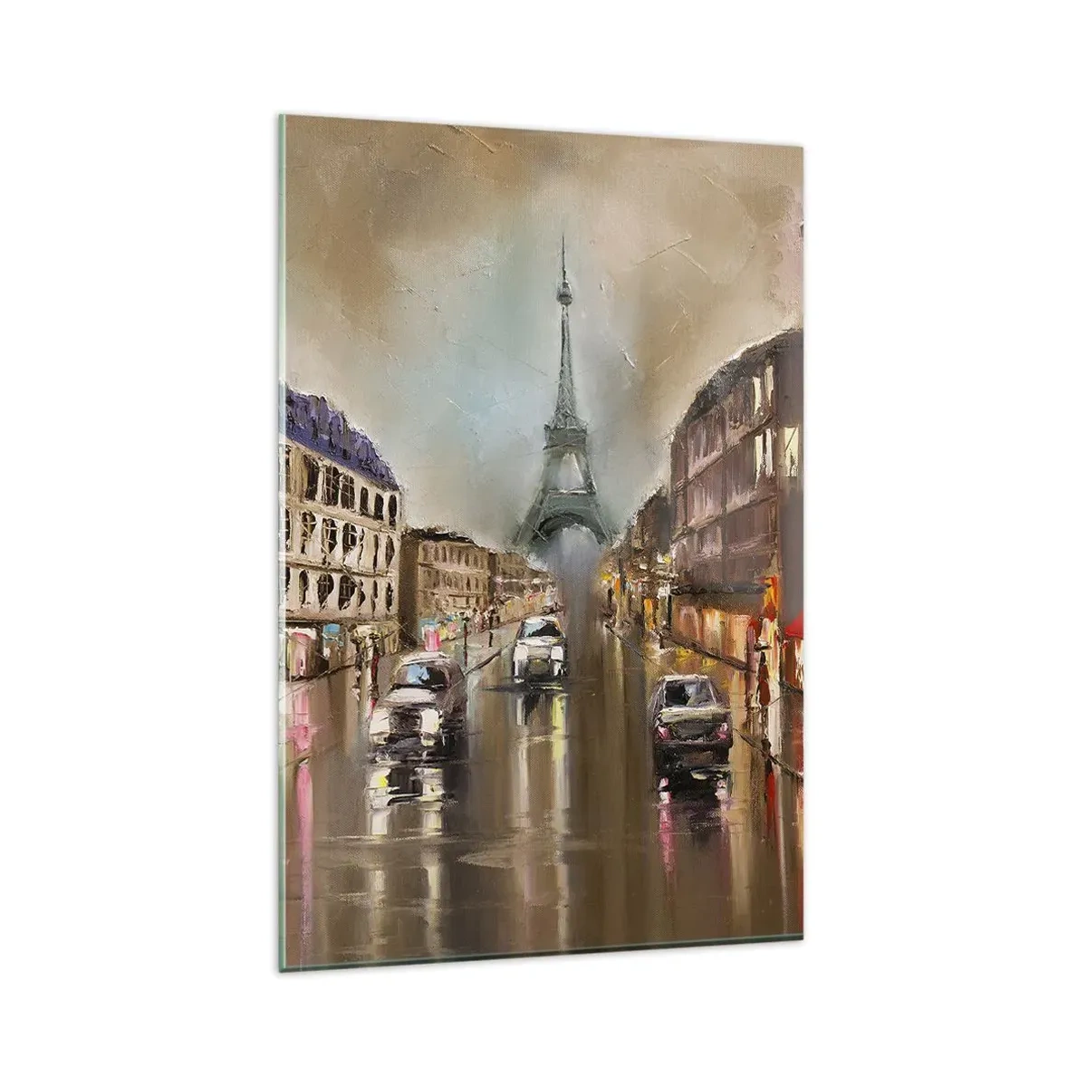 Impression sur verre - Image sur verre - Paysage urbain nocturne de Paris avec vue sur la Tour Eiffel - 80x120cm - Elle seule compte - Décoration murale moderne pour le salon et la chambre ARTTOR