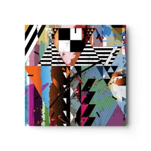 Horloge murale - Pendule murale - Composition géométrique abstraite aux couleurs vives - 30x30cm - Géométrique et organique - Décoration murale moderne pour le salon et la chambre ARTTOR