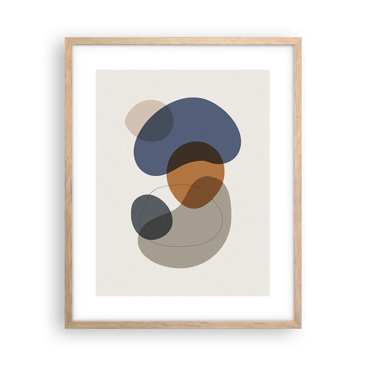 Affiche dans un chêne clair - Poster - Gouttes de couleur - 40x50 cm