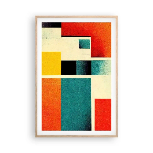 Affiche dans un chêne clair - Poster - Abstraction géométrique – bonne énergie - 61x91 cm