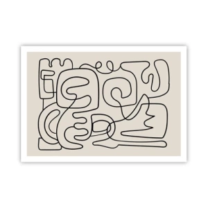 Affiche - Poster - Motif d'art linéaire abstrait en noir sur fond clair - 100x70cm - Suivez les indices - Décoration murale moderne pour le salon et la chambre ARTTOR