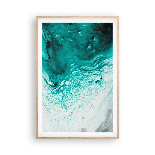 Affiche dans un chêne clair - Poster - Se fondre dans le bleu et le turquoise - 61x91 cm