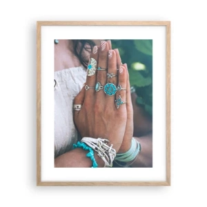 Affiche dans un chêne clair - Poster - Bienvenue au centre du bien-être - 40x50 cm