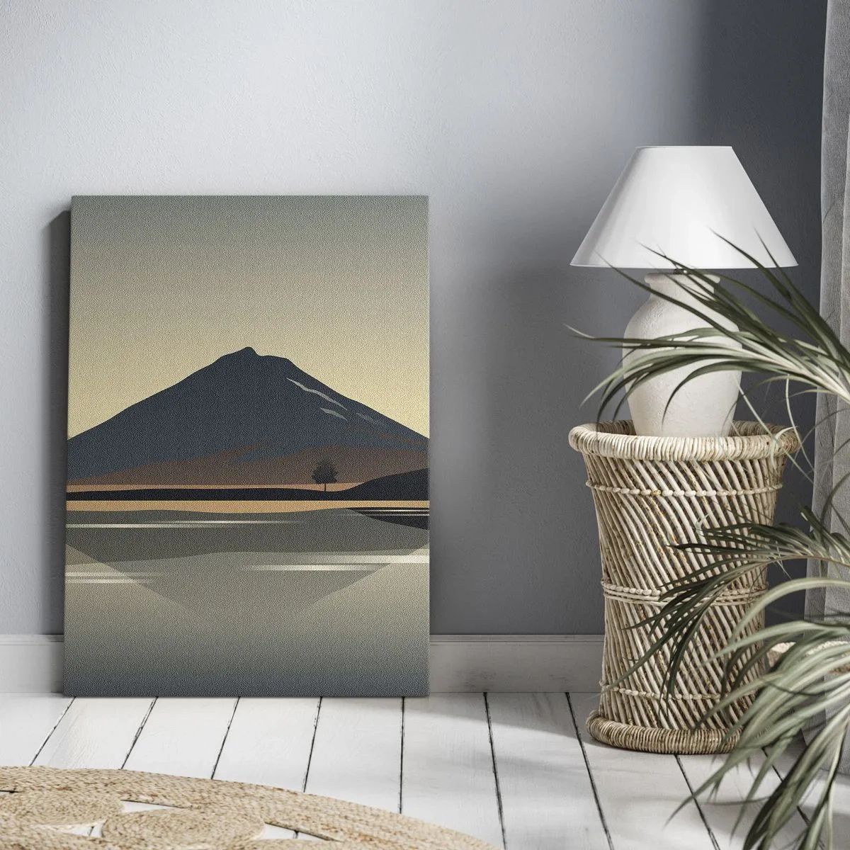 Impression sur toile - Image sur toile - Paysage de montagne minimaliste avec reflet dans l'eau - 50x70cm - Reflet de miroir - Décoration murale moderne pour le salon et la chambre ARTTOR