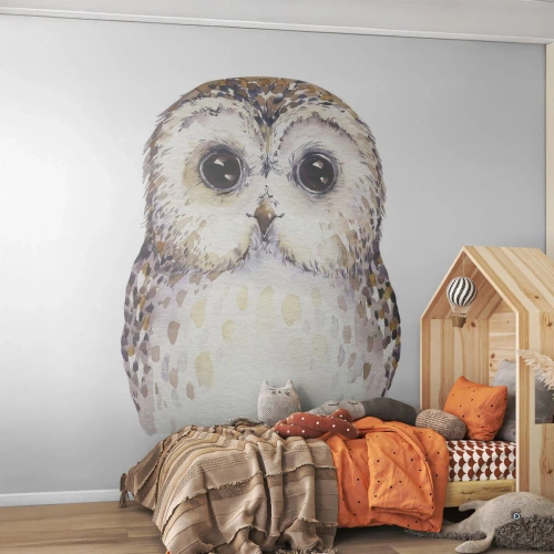 Papier Peint Autocollant Deluxe Sticker - Regarde-moi dans les yeux - Hibou, Oiseau, Graphique - 200x140 cm