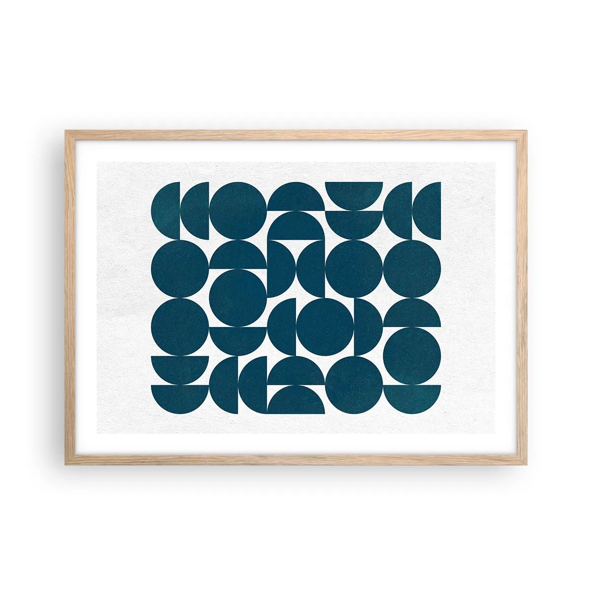 Affiche dans un chêne clair - Poster - Cercles et demi-cercles - 70x50 cm