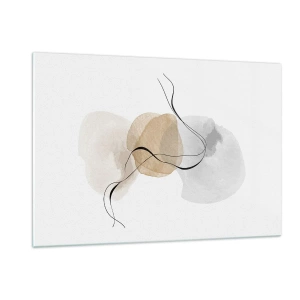 Impression sur verre - Image sur verre - Une abstraction subtile avec des taches pastel et des lignes noires. - 120x80cm - Perles d'air - Décoration murale moderne pour le salon et la chambre ARTTOR