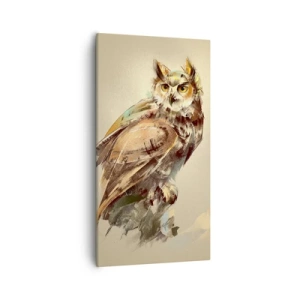 Impression sur toile - Image sur toile - Le hibou le plus intelligent - confirmera la forêt de chênes - 55x100 cm
