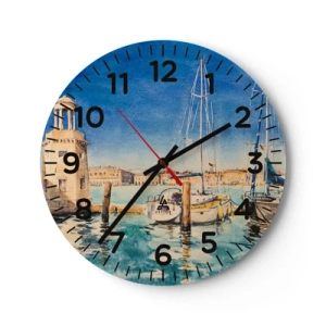 Horloge murale - Pendule murale - Lagune ensoleillée - 30x30 cm