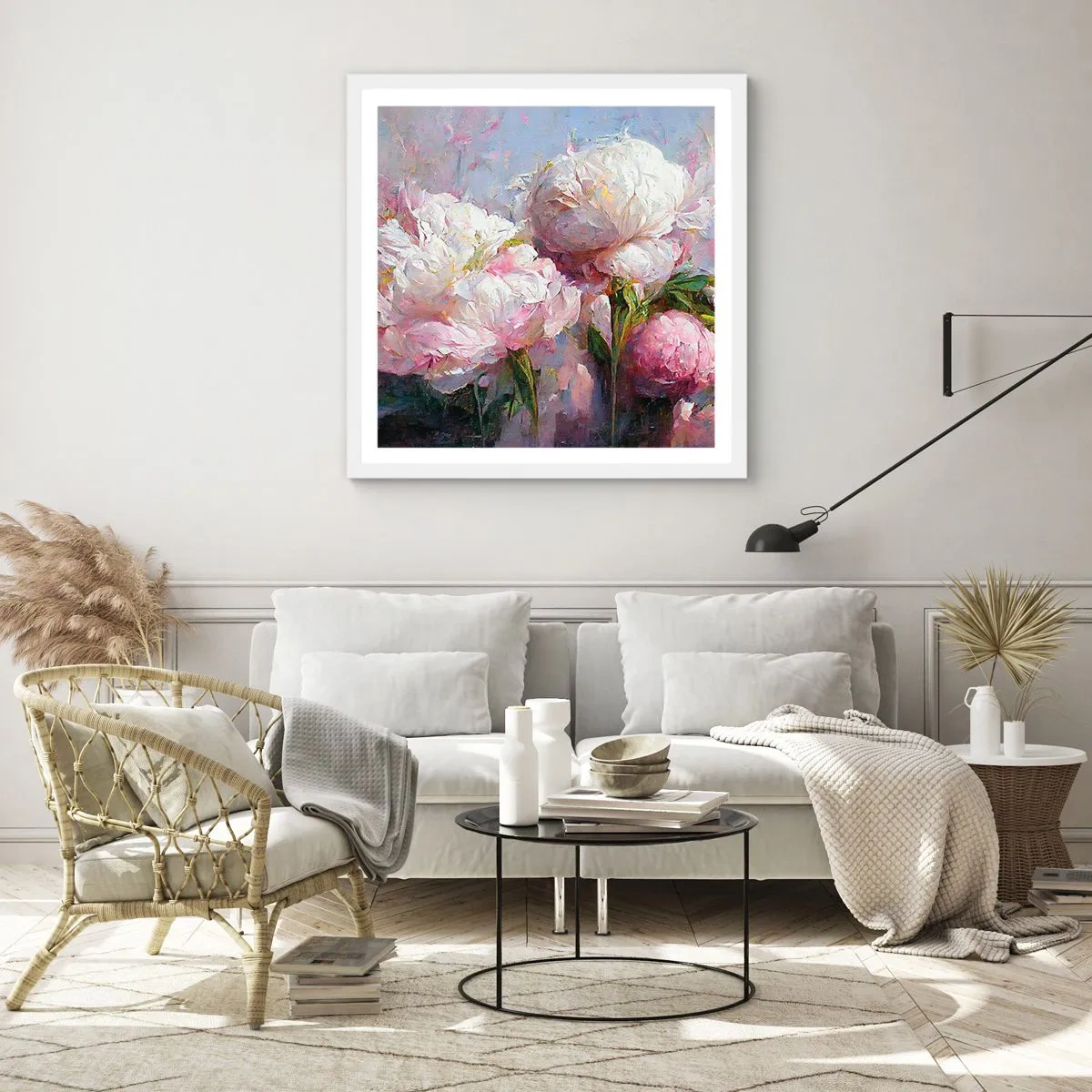Affiche dans un cadre blanc - Poster - Un bouquet plein de vie - 60x60 cm