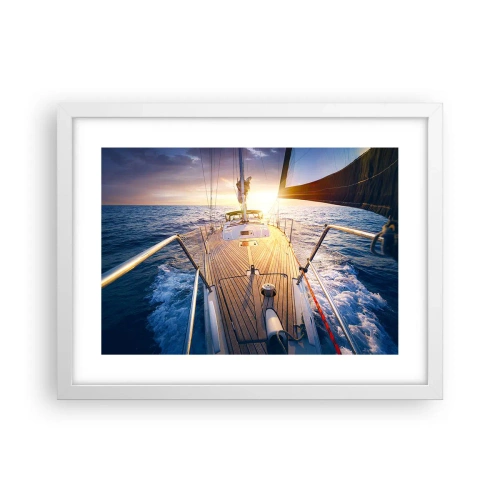 Affiche dans un cadre blanc - Poster - Courir sur les vagues - 40x30 cm