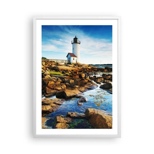 Affiche dans un cadre blanc - Poster - Revenez heureux, j'attends - 50x70 cm