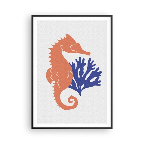 Affiche dans un cadre noir - Poster - Dans une prairie sous-marine - 70x100 cm