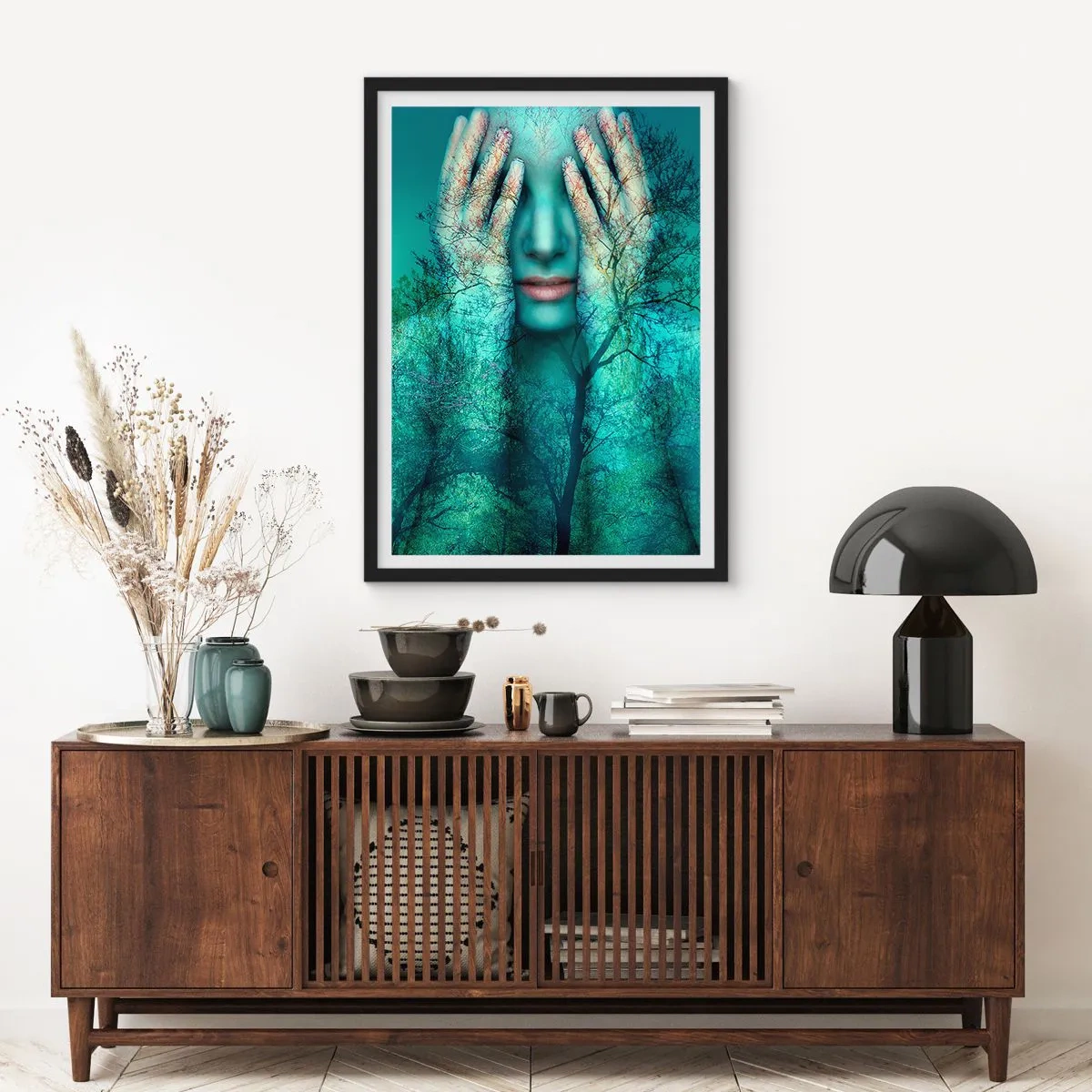 Affiche dans un cadre noir - Poster - immergé dans l'azur - 70x100 cm