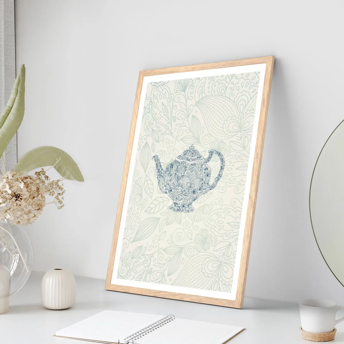 Affiche dans un chêne clair - Poster - Le charme du thé - 50x70 cm