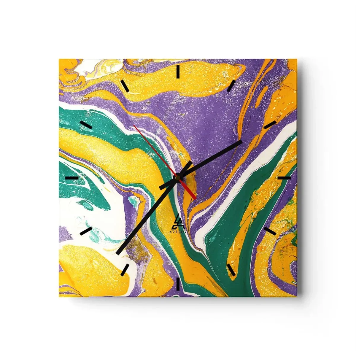 Horloge murale - Pendule murale - Ondes de couleur - 40x40 cm