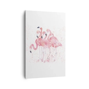 Impression sur toile - Image sur toile - Flamants roses dans un style aquarelle artistique - 80x120cm - Ensemble rose - Décoration murale moderne pour le salon et la chambre ARTTOR