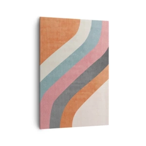 Impression sur toile - Image sur toile - Rayures rétro colorées - 70x100cm - Composition diagonale – mouvement - Décoration murale moderne pour le salon et la chambre ARTTOR