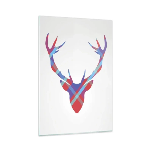 Impression sur verre - Image sur verre - Image géométrique d'un cerf sur fond clair - 80x120cm - Cerf écossais - Décoration murale moderne pour le salon et la chambre ARTTOR