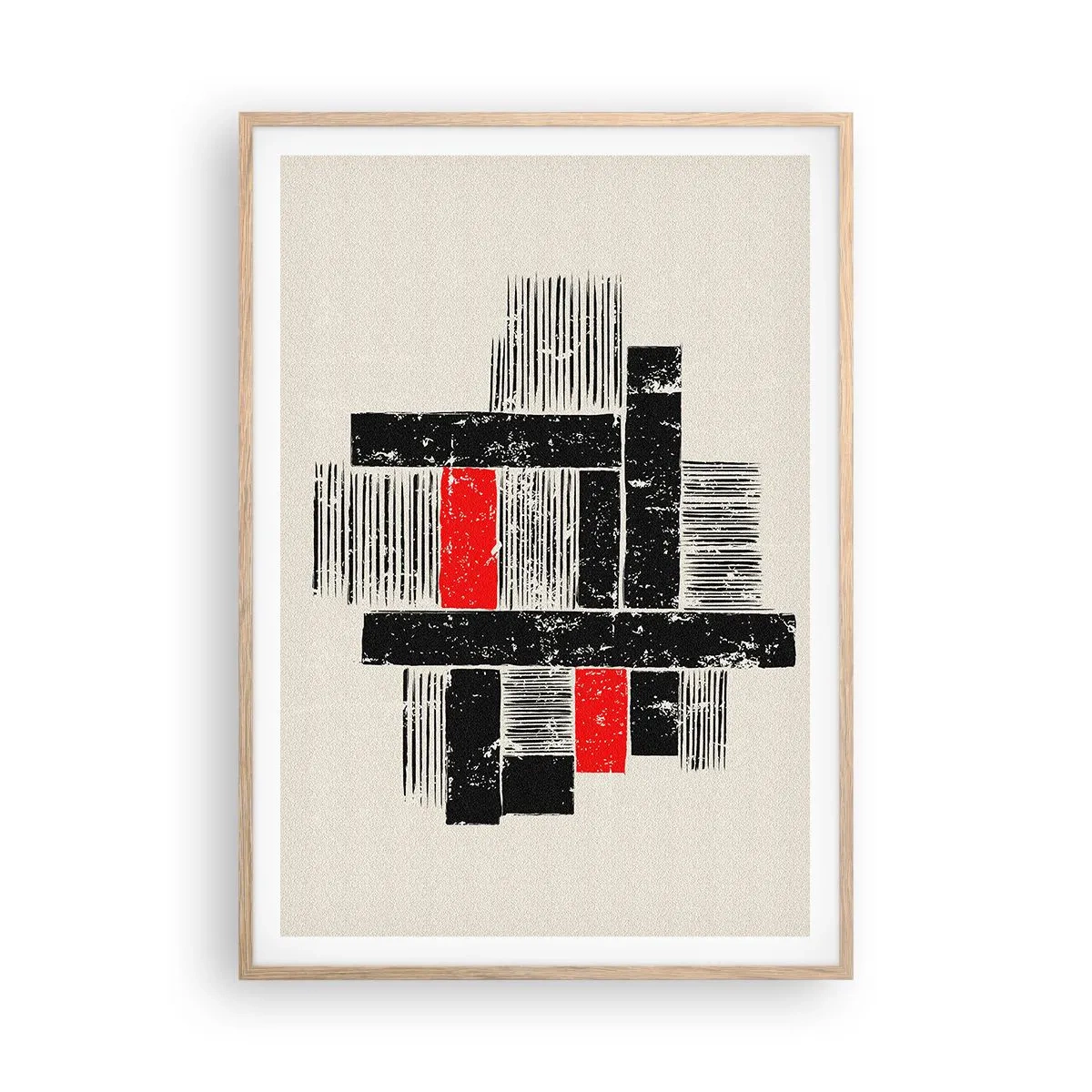 Affiche dans un chêne clair - Poster - En rouge et noir - 70x100 cm