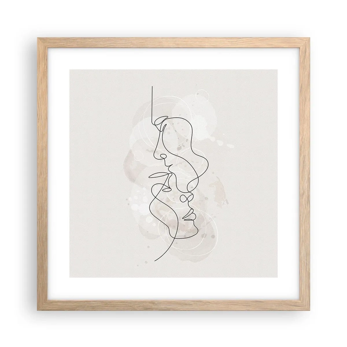 Affiche dans un chêne clair - Poster - Emmêlé dans une étreinte - 40x40 cm