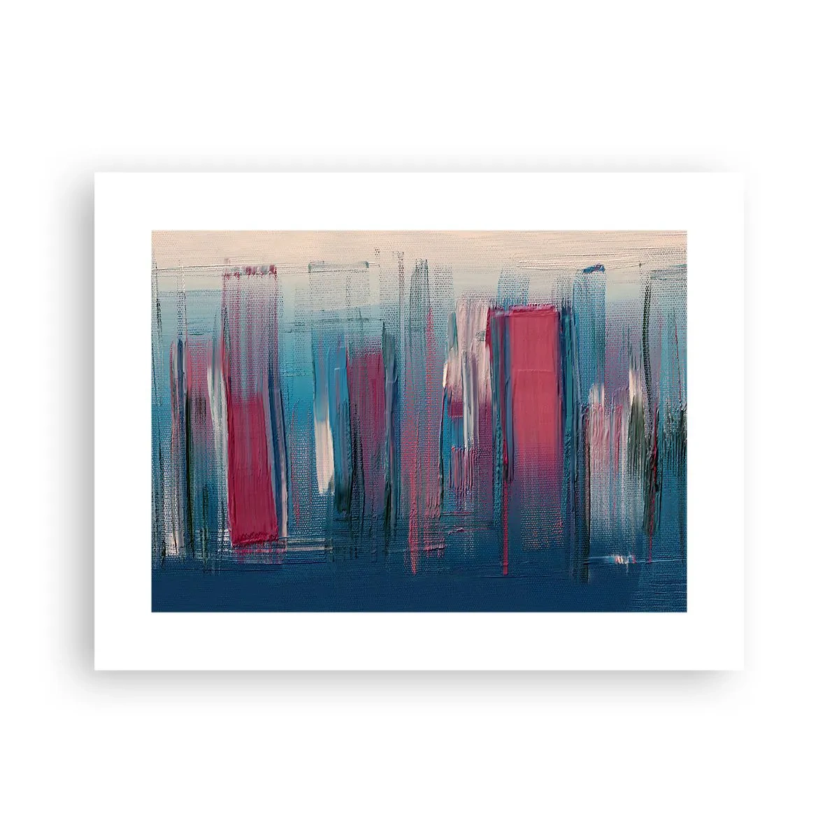 Affiche - Poster - Composition verticale en bleu et rouge - 40x30 cm