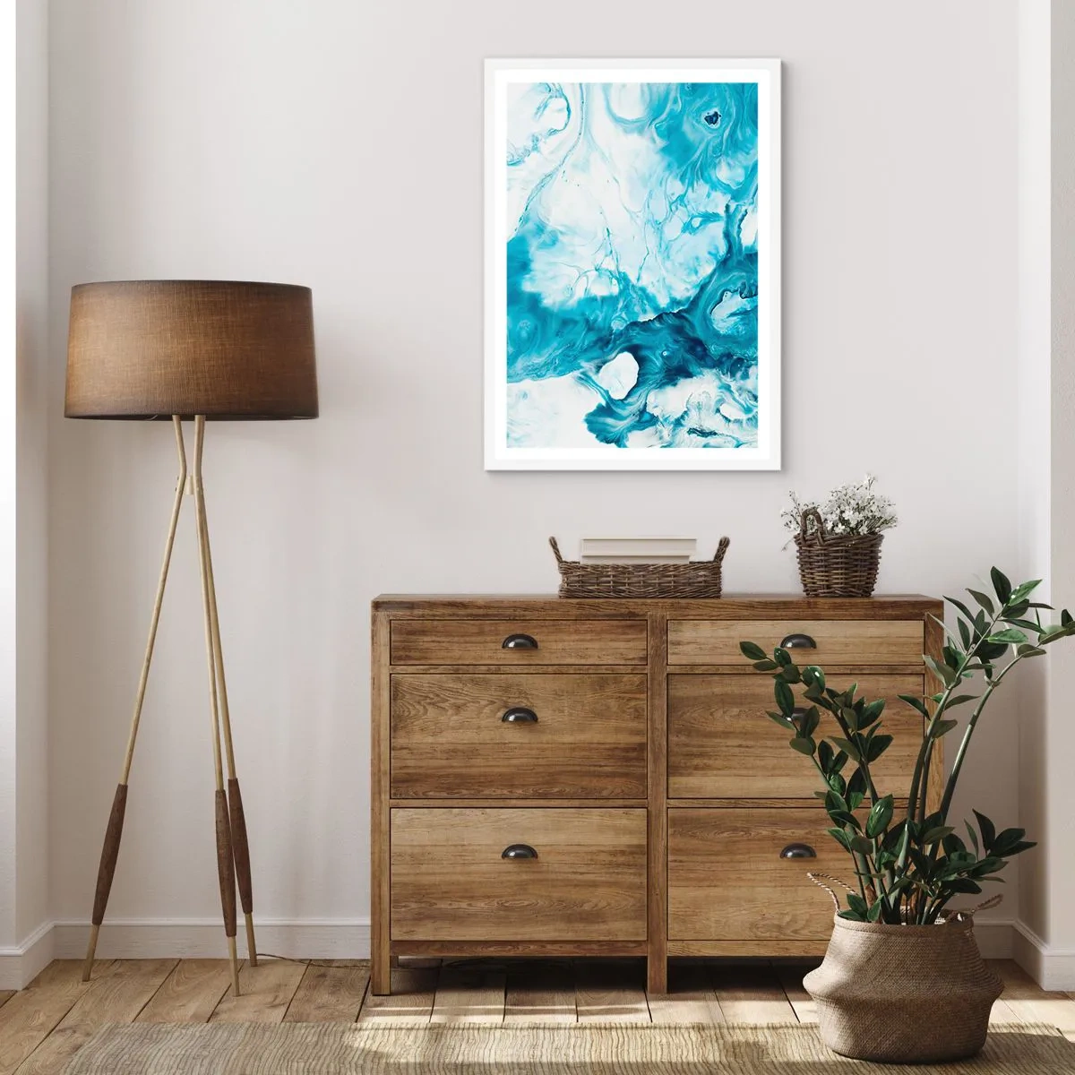 Affiche dans un cadre blanc - Poster - Concert de bleu - 50x70 cm