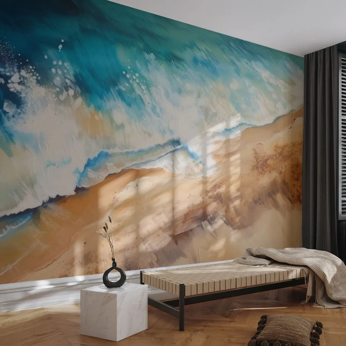 Papier peint sur mesure Premium Sand - La vague qui revient - Côte, Bord de mer, Océan