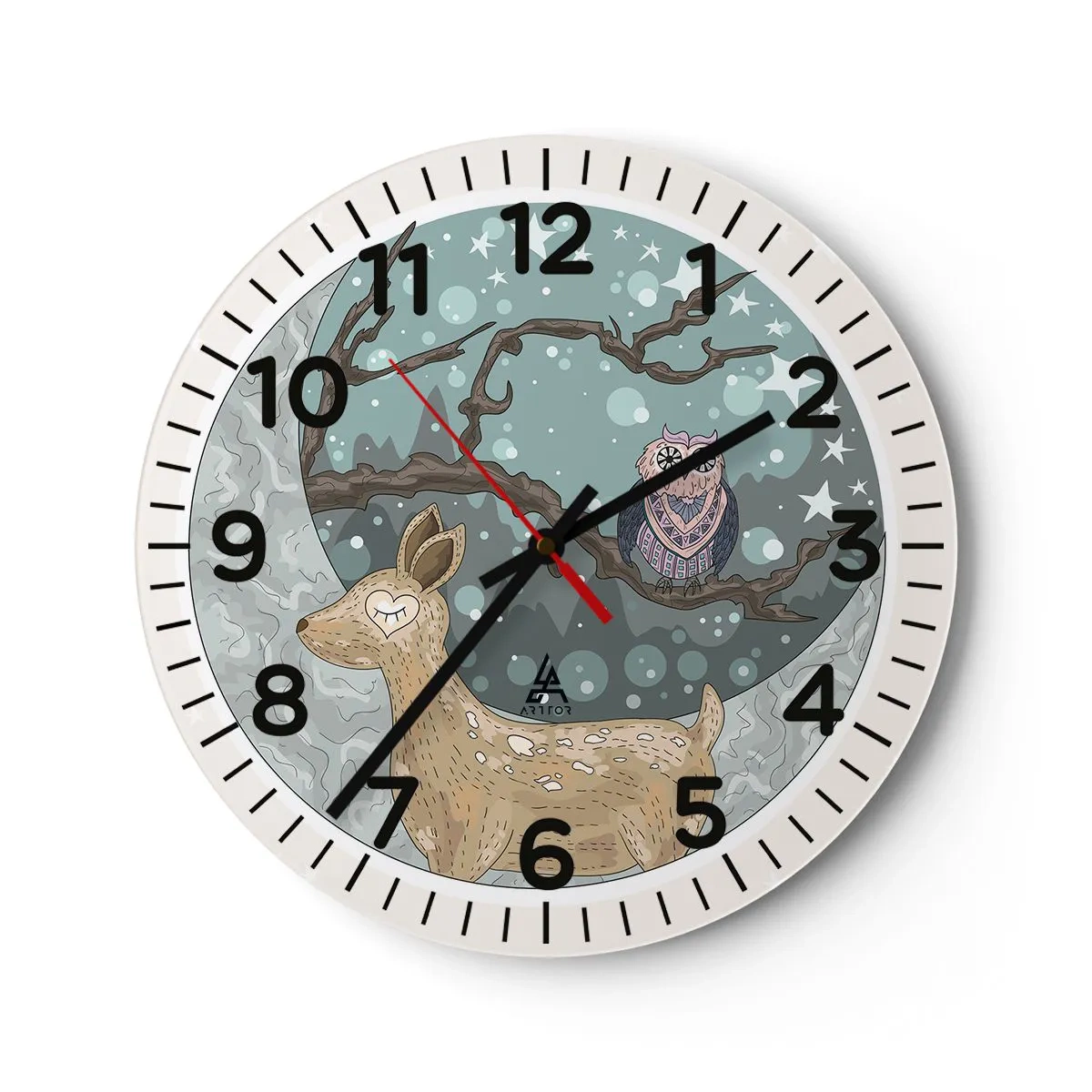 Horloge murale - Pendule murale - Une nuit de conte de fées en forêt  - 30x30 cm