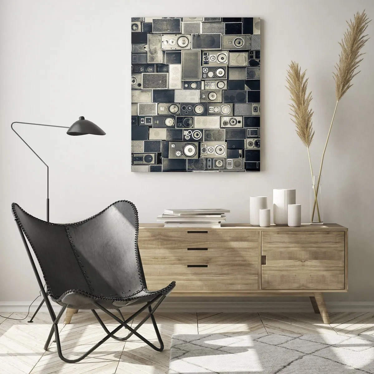 Impression sur verre - Image sur verre - Collection d'enceintes de style rétro - 70x100cm - Tout va bien - Décoration murale moderne pour le salon et la chambre ARTTOR